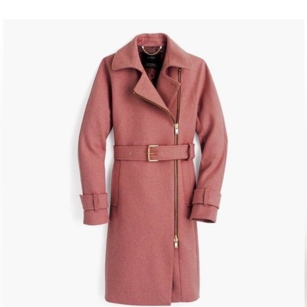 Like new size 6 J.Crew wool military trench coat in rose / clay color.